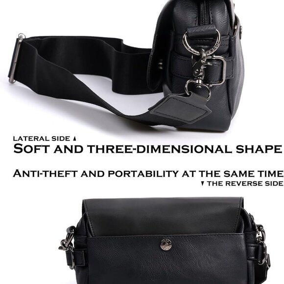Men's Stylish Leather Anti-Theft Crossbody Bag - Original Design, 9x5in - Picture 6 of 7